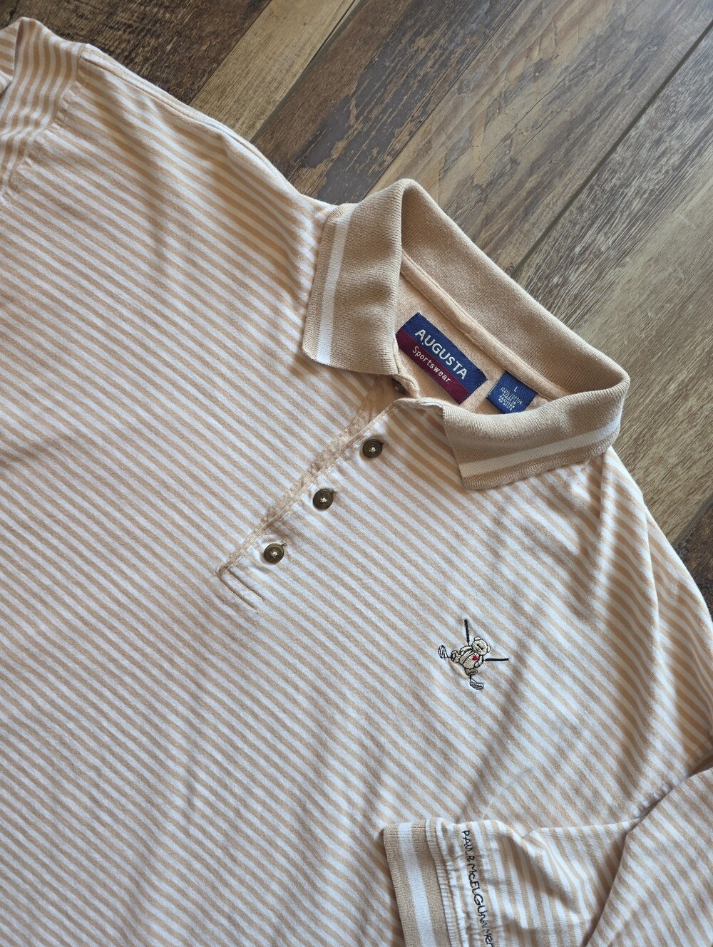 Augusta Sportswear - Teddy Bear Golf Logo Polo - L - Beige & White